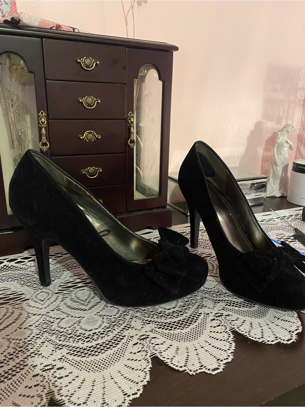 Black Suede High Heel Pumps